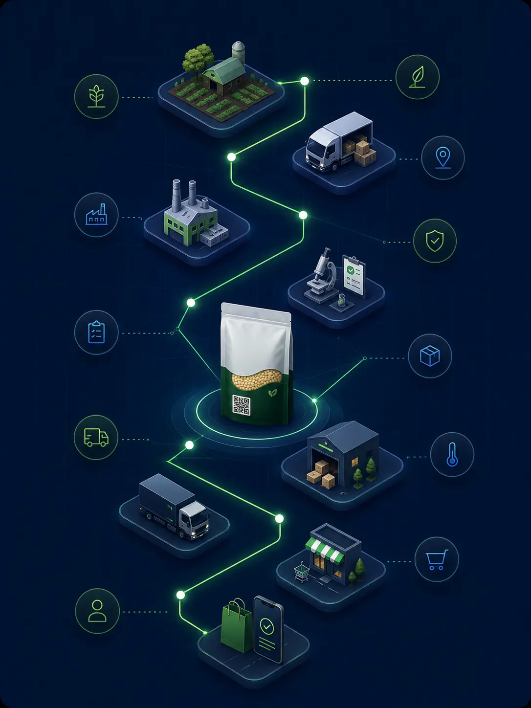 Product journey map showing a batch's complete traceability timeline